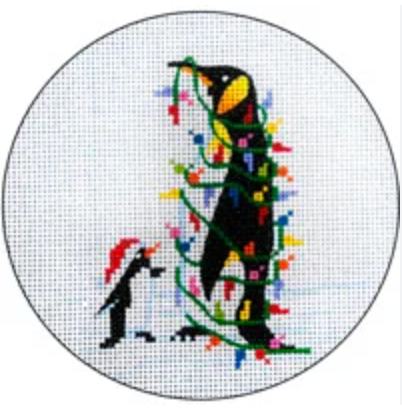 Penguin and Christmas Lights