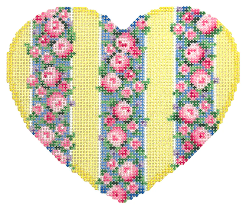 Three Vertical Rose Border Large Heart
