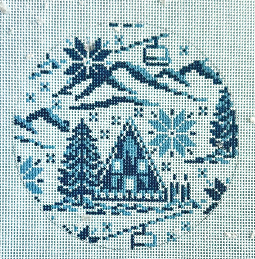 Blue and White Winter Round