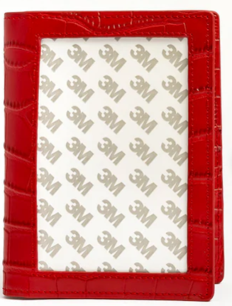 Self-Finishing Passport Cover - Red Embossed Crocodile