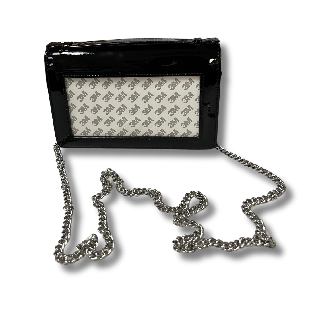 Clutch - Patent Leather Black - Silver Chain