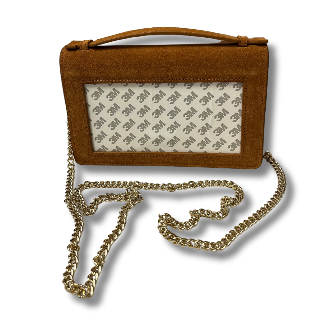 Clutch - Brown Suede - Gold Chain