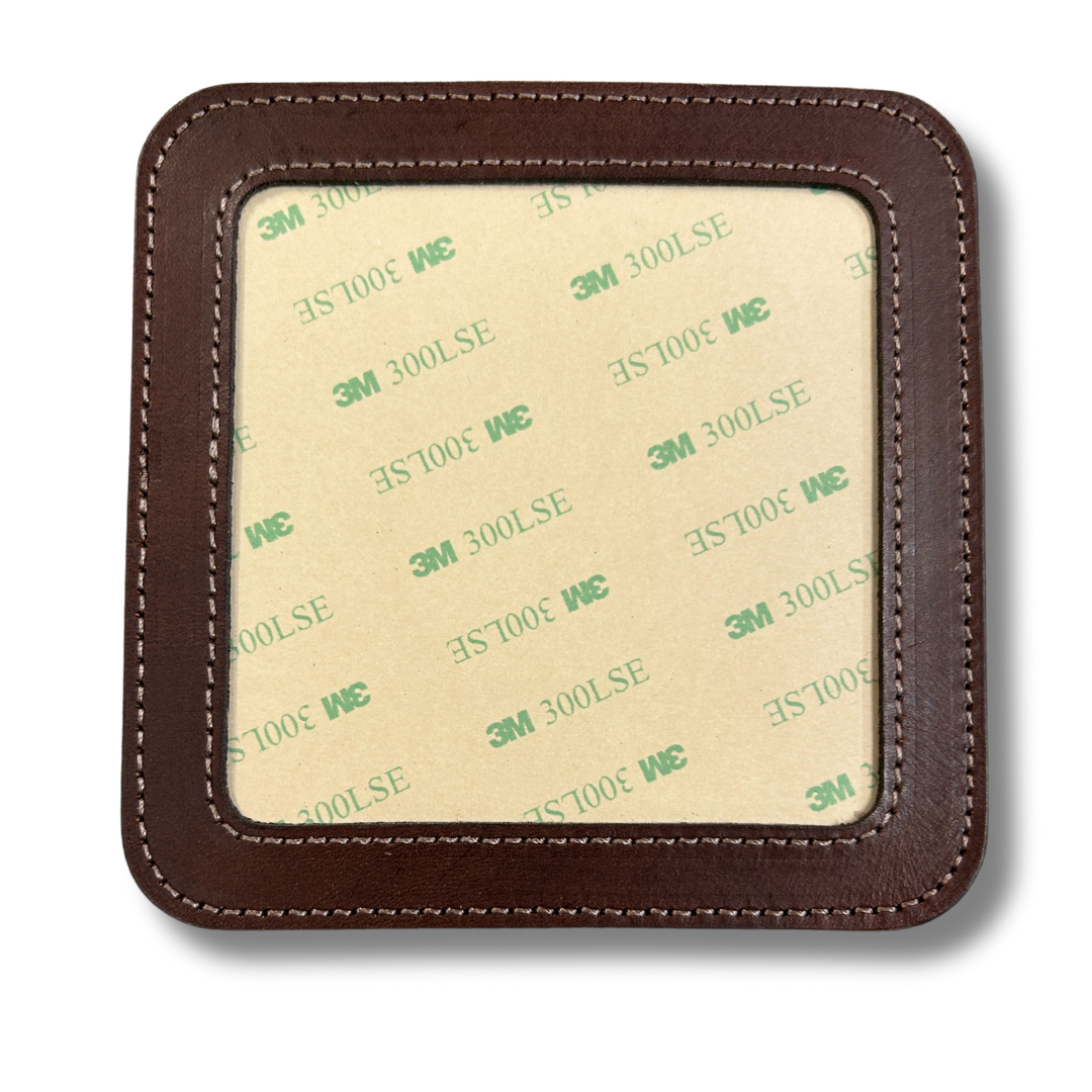 Leather Coaster 4&quot; Dark Brown