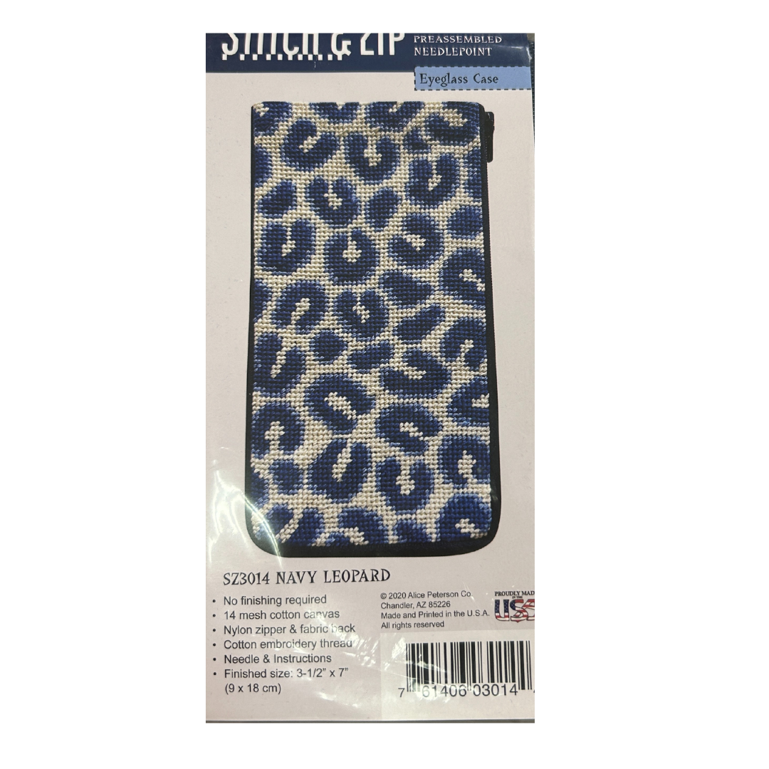 Stitch &amp; Zip Eyeglass Case - Navy Leopard