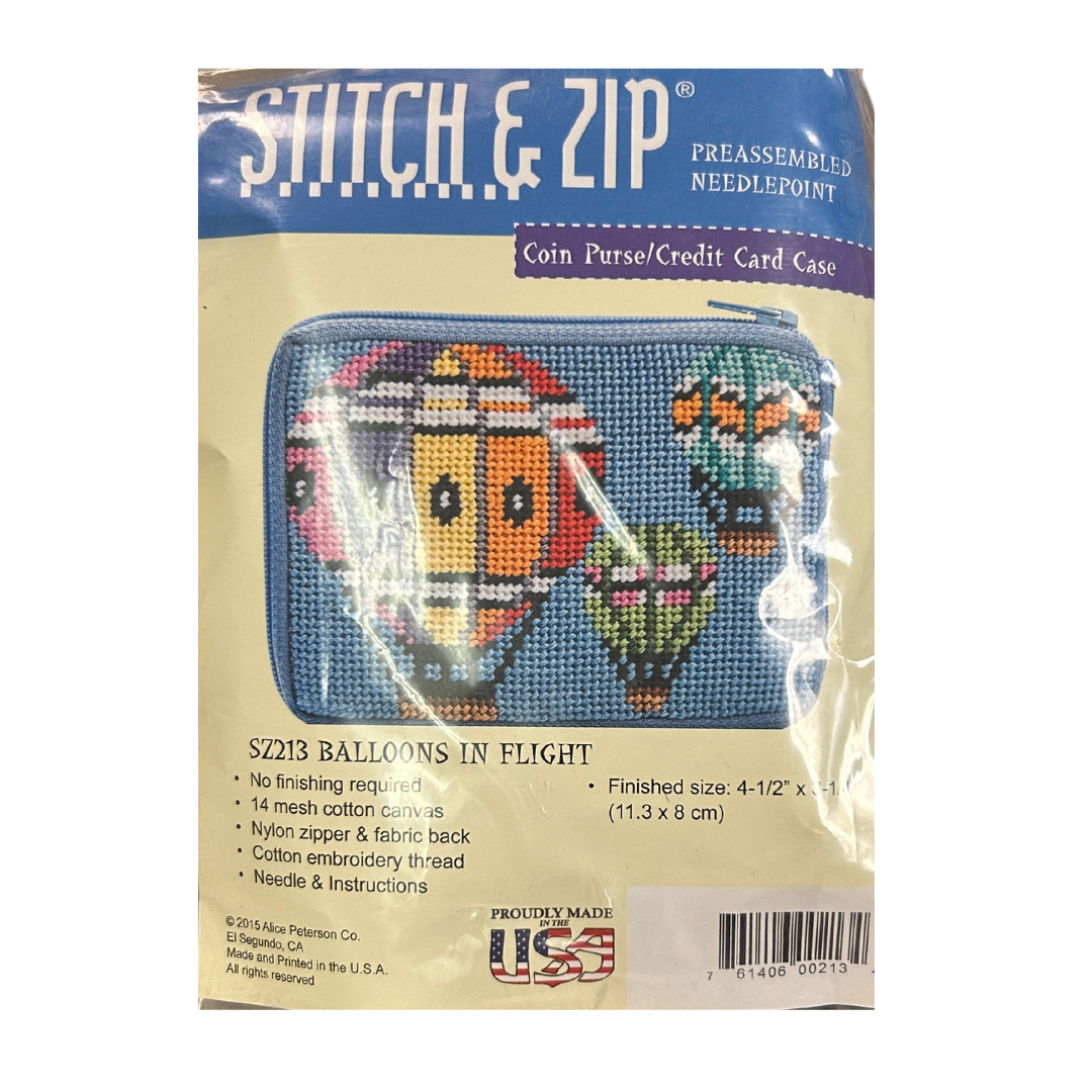 Stitch &amp; Zip Coin/Credit Card Case  - Balloons in Flight