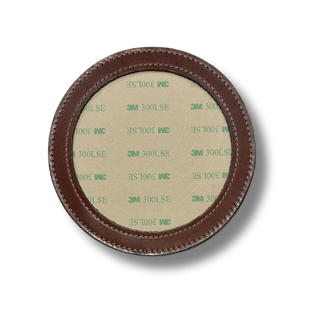 Leather Coaster 4&quot; Round - LIght Brown