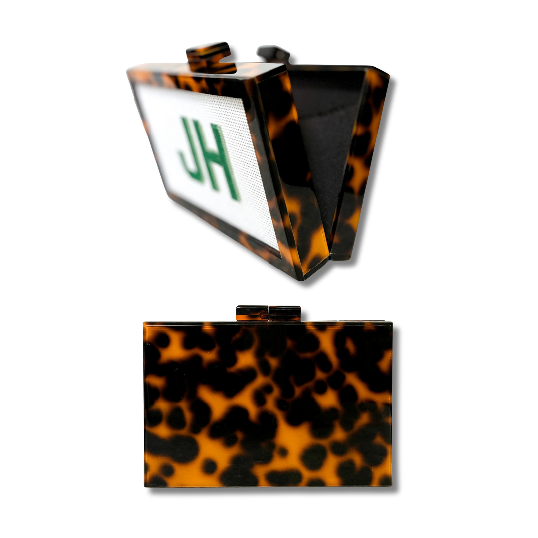 Tortoise Shell Acrylic Clutch Green