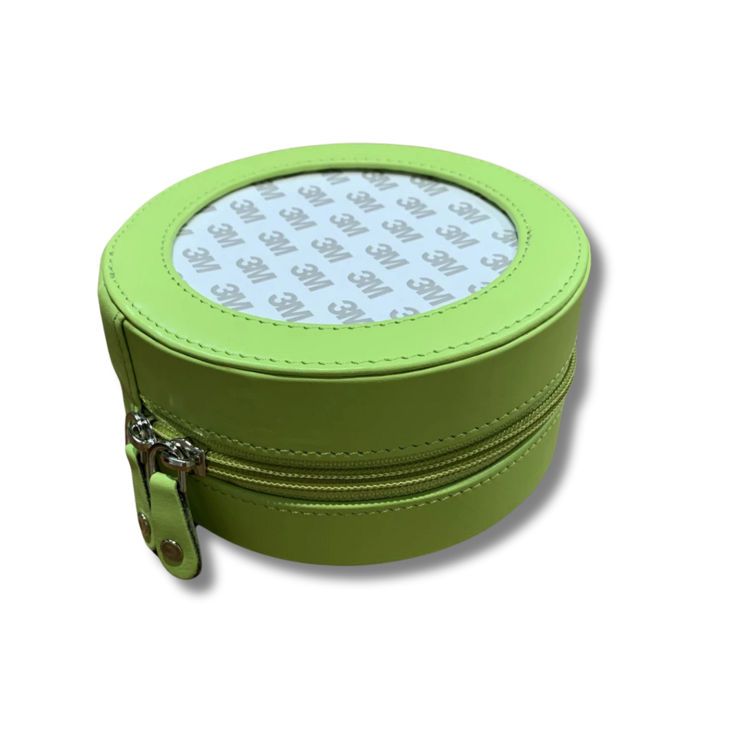 5&quot; Leather Round Case - Light Lime