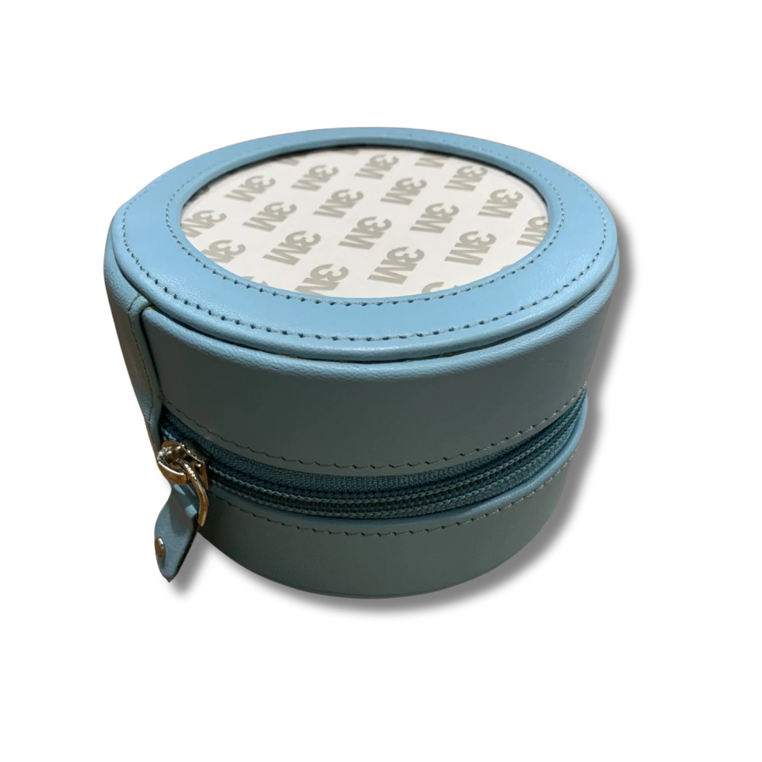 Lamb Skin 4&quot; Round Case - Aqua