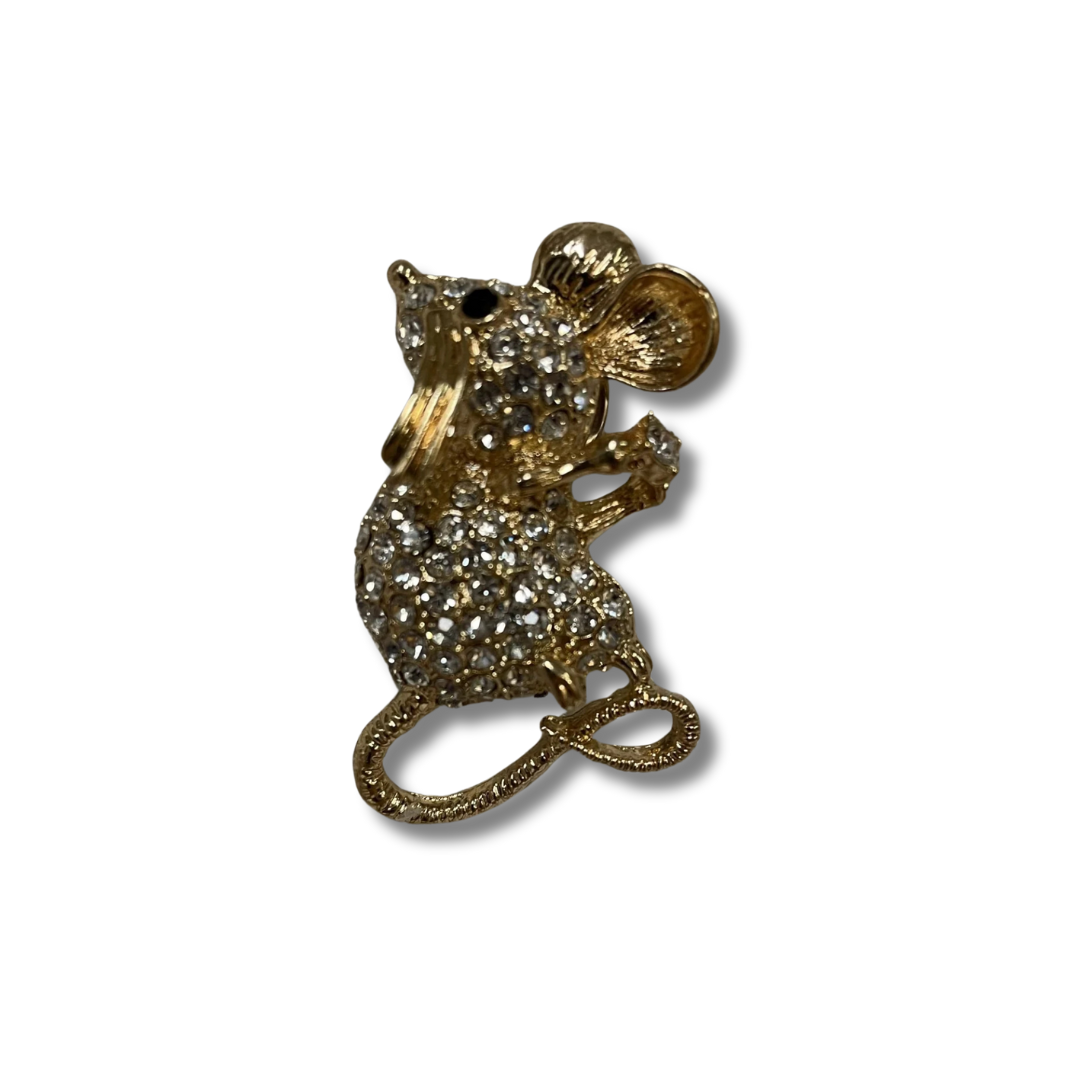 Gold Crystal Mouse Needle Minder