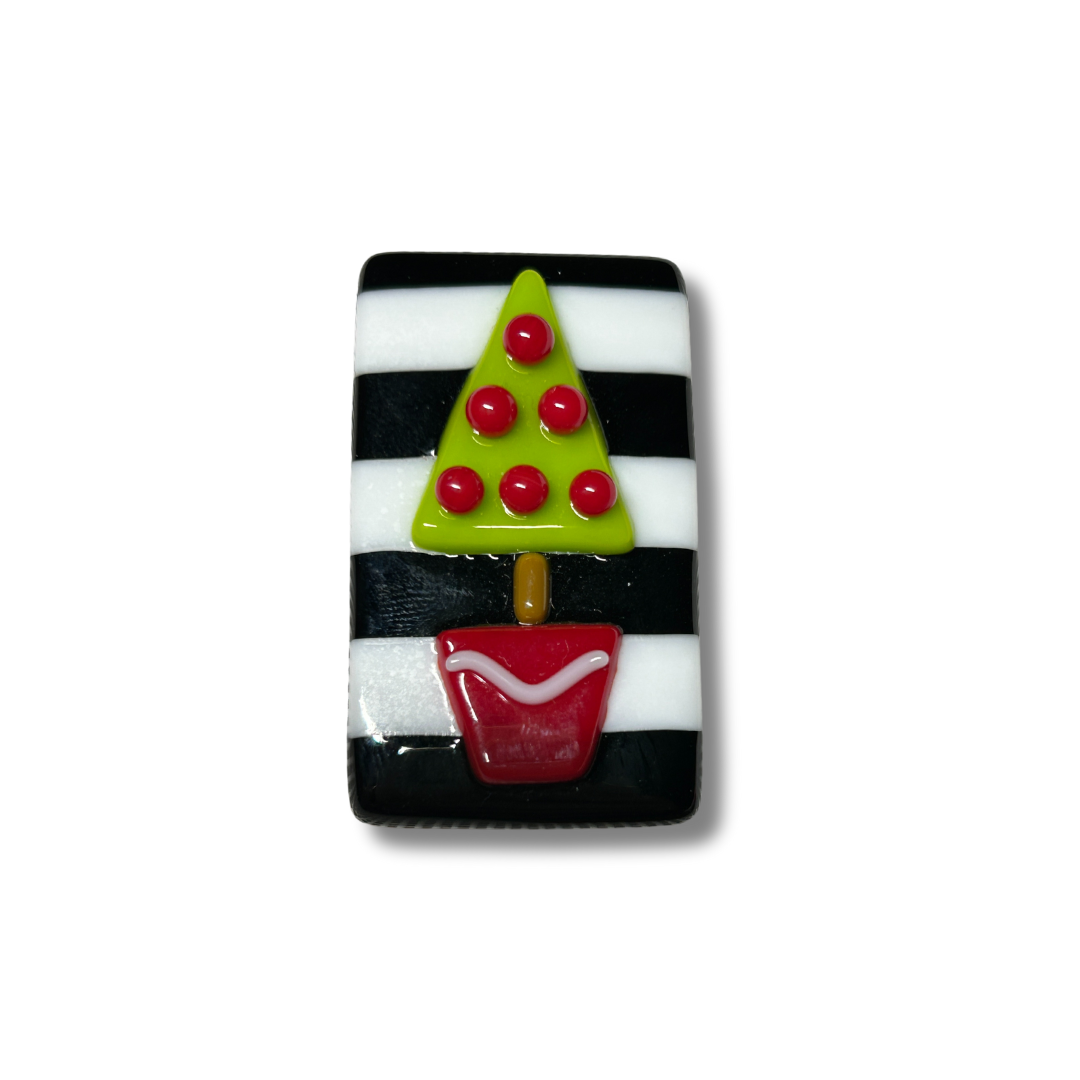 Fused Glass Needle Minder - Christmas Tree Stripes