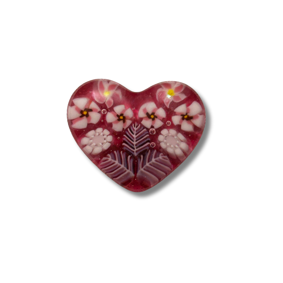 Needle Minder - Floral Glass Heart