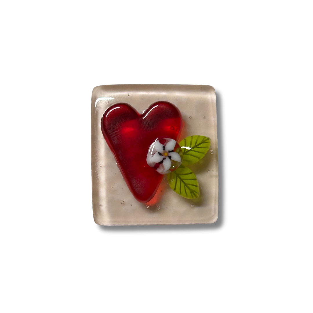 Needle Minder - Heart with Flower on coral background