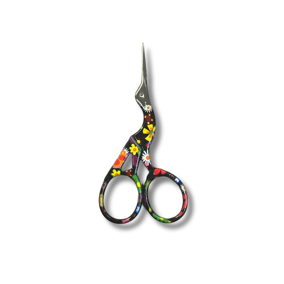 Stork Scissors - Black Flower