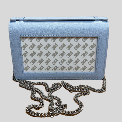 Clutch - Baby Blue Leather - Silver Chain