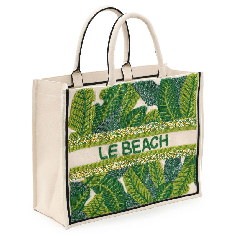 Beaded Tote  -  Banana Leaf