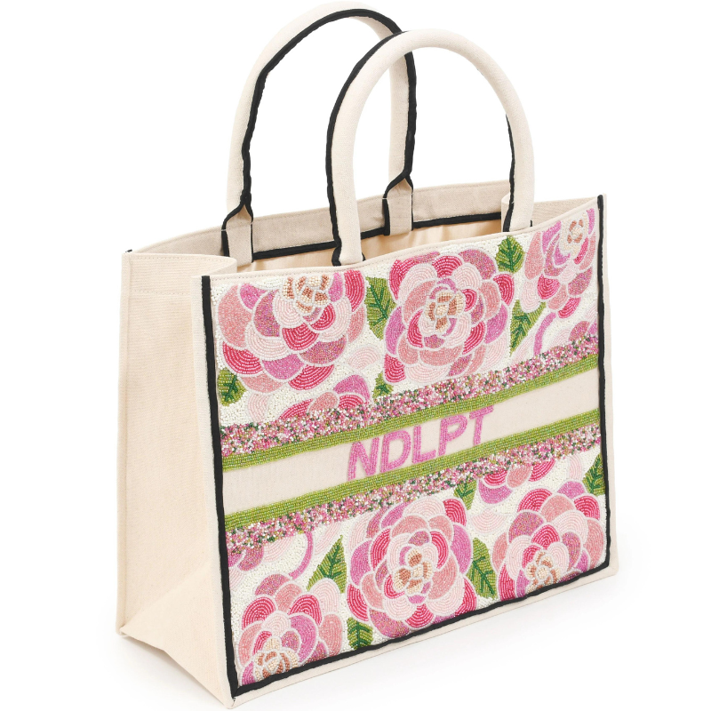 Beaded Tote  -  Pink Camellia