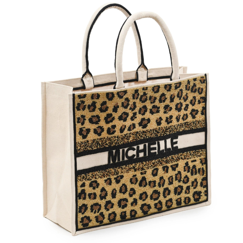 Beaded Tote  -  Leopard