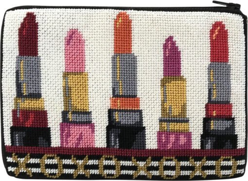 XOXO Lipsticks Cosmetic Purse Stitch &amp; Zip