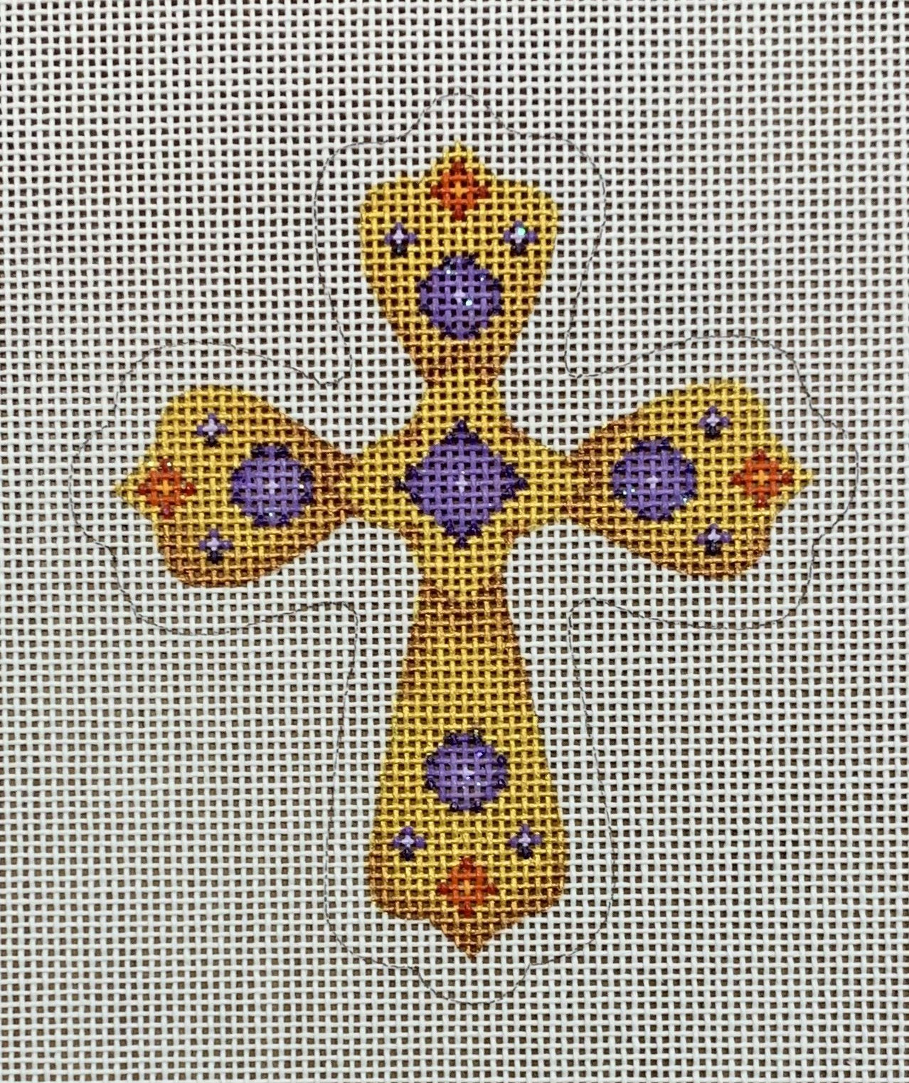 Cross - Gold w/ Purple &amp; Red Jewels