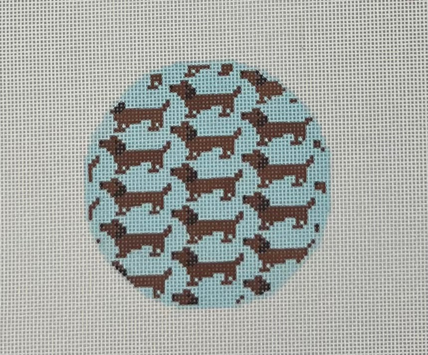 Dachshund Round on Blue
