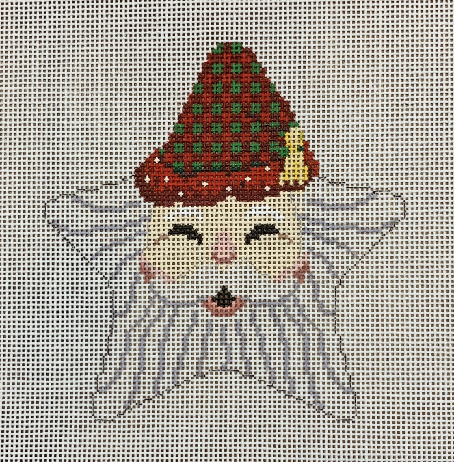 Santa Face Star Checker Hat