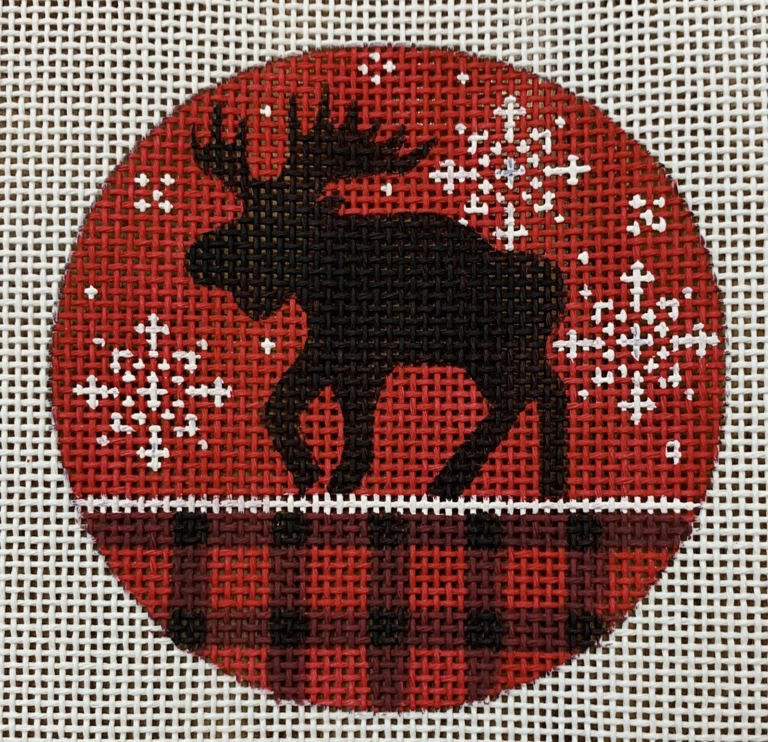 Moose on Red Plaid Ornament