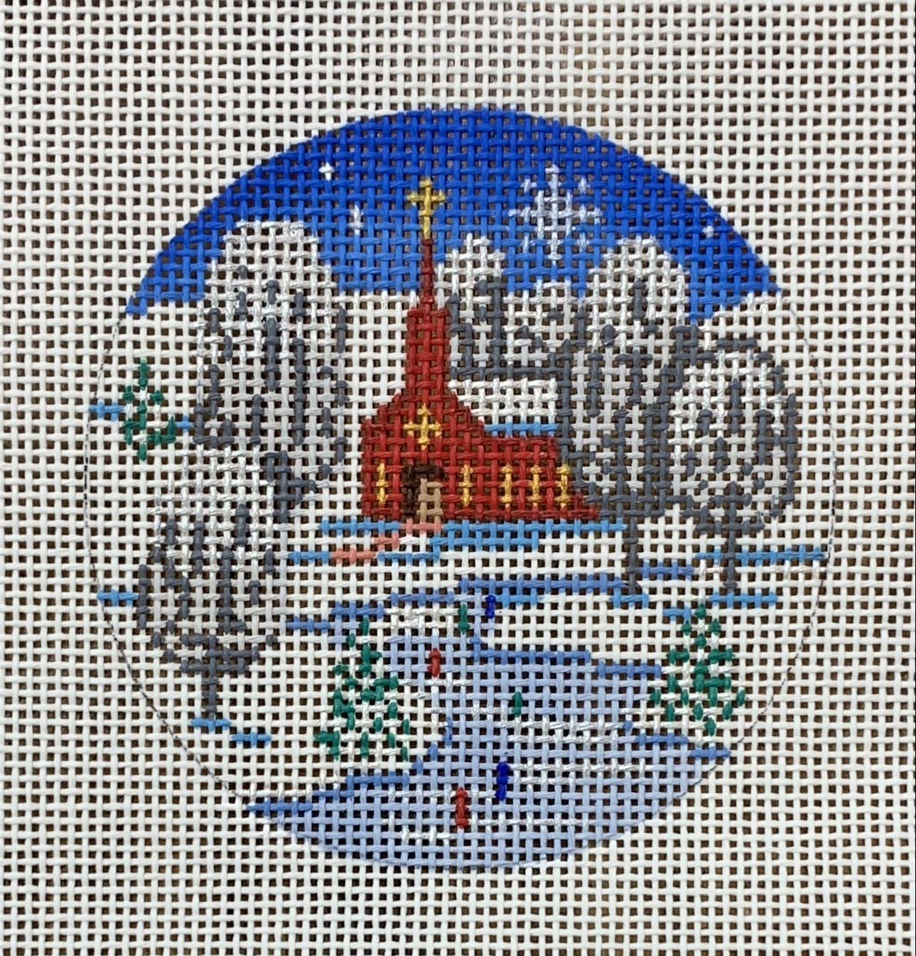 Red Church in Snow