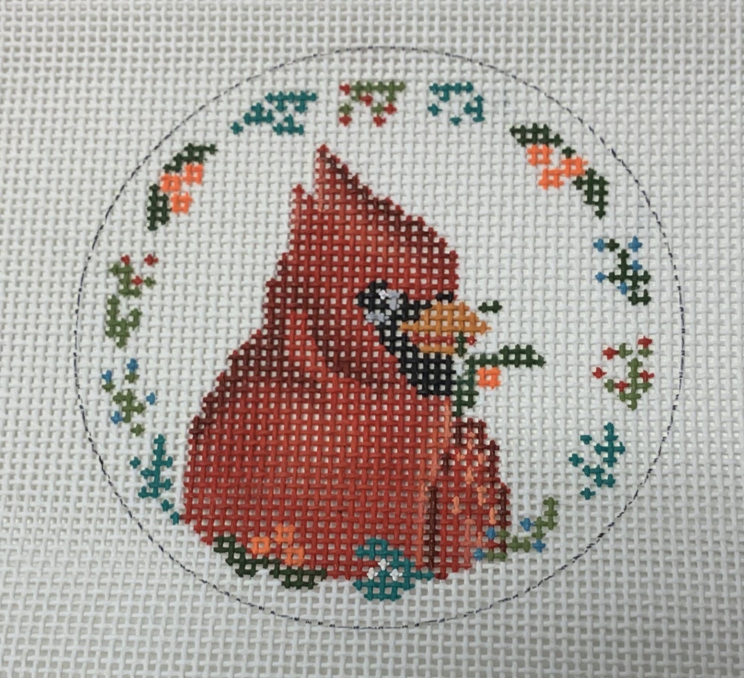 Cardinal with Flowers
