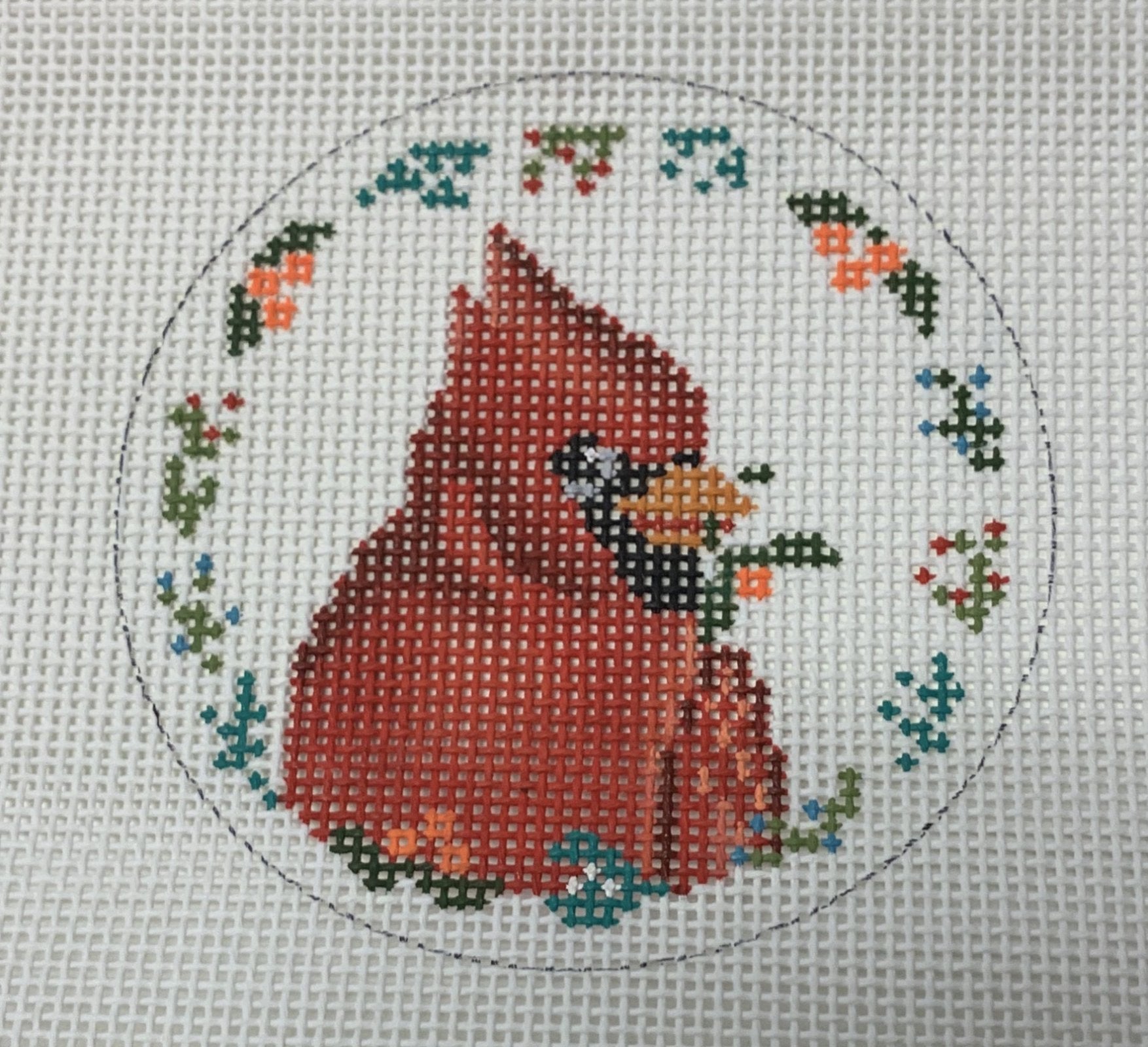 Cardinal with Flowers