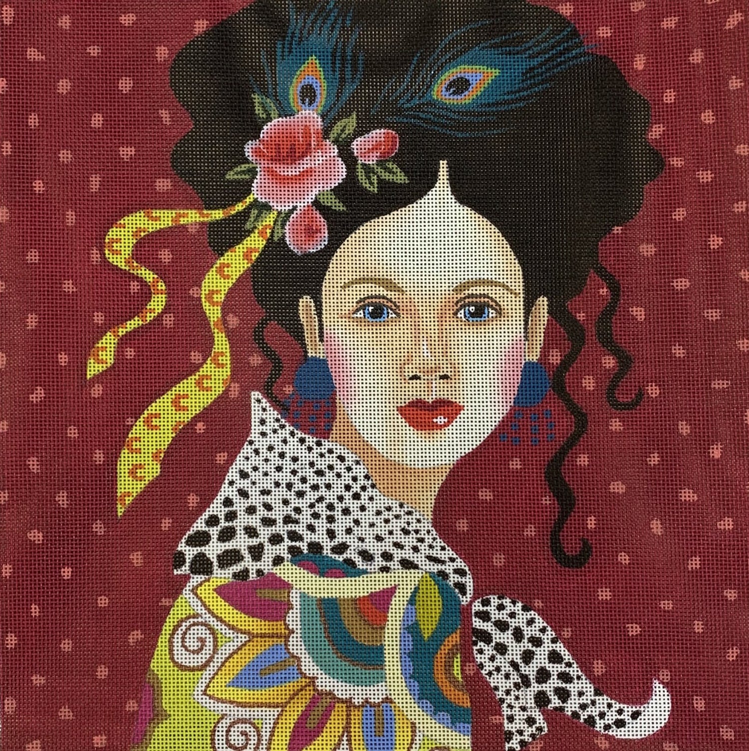 Lady w/ Maroon Background
