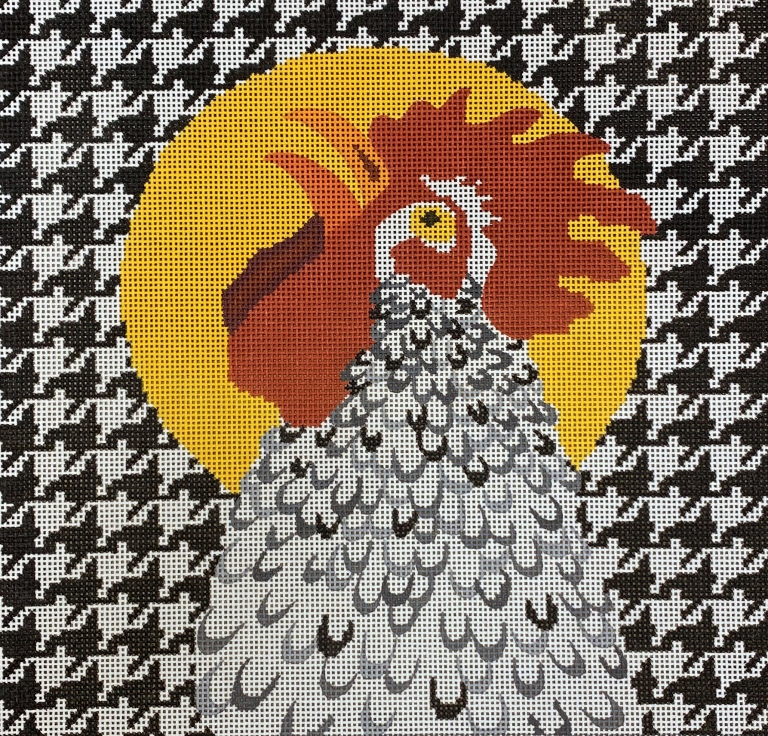 Rise and Shine Rooster on Houndstooth