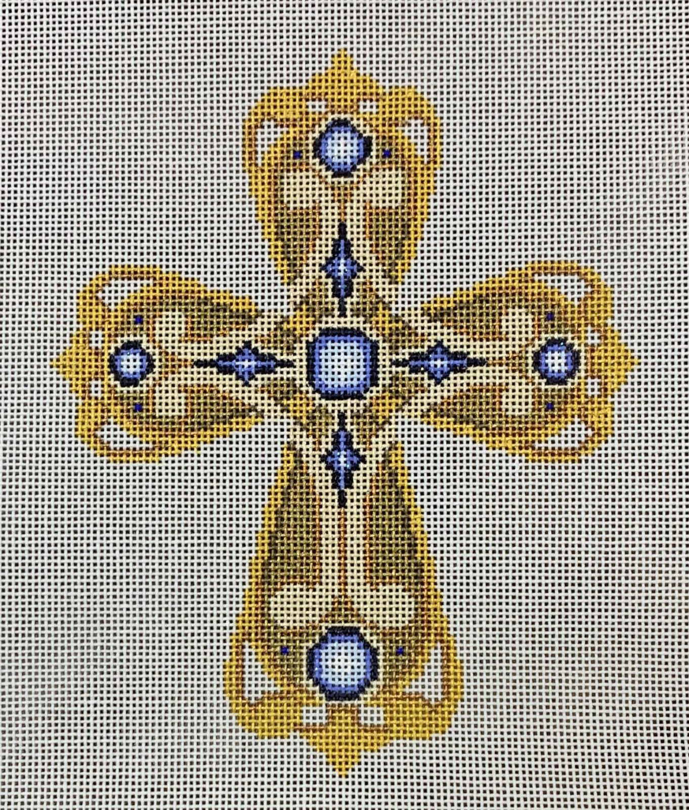 Cross - Gold &amp; Bronze w/ Blue Jewels