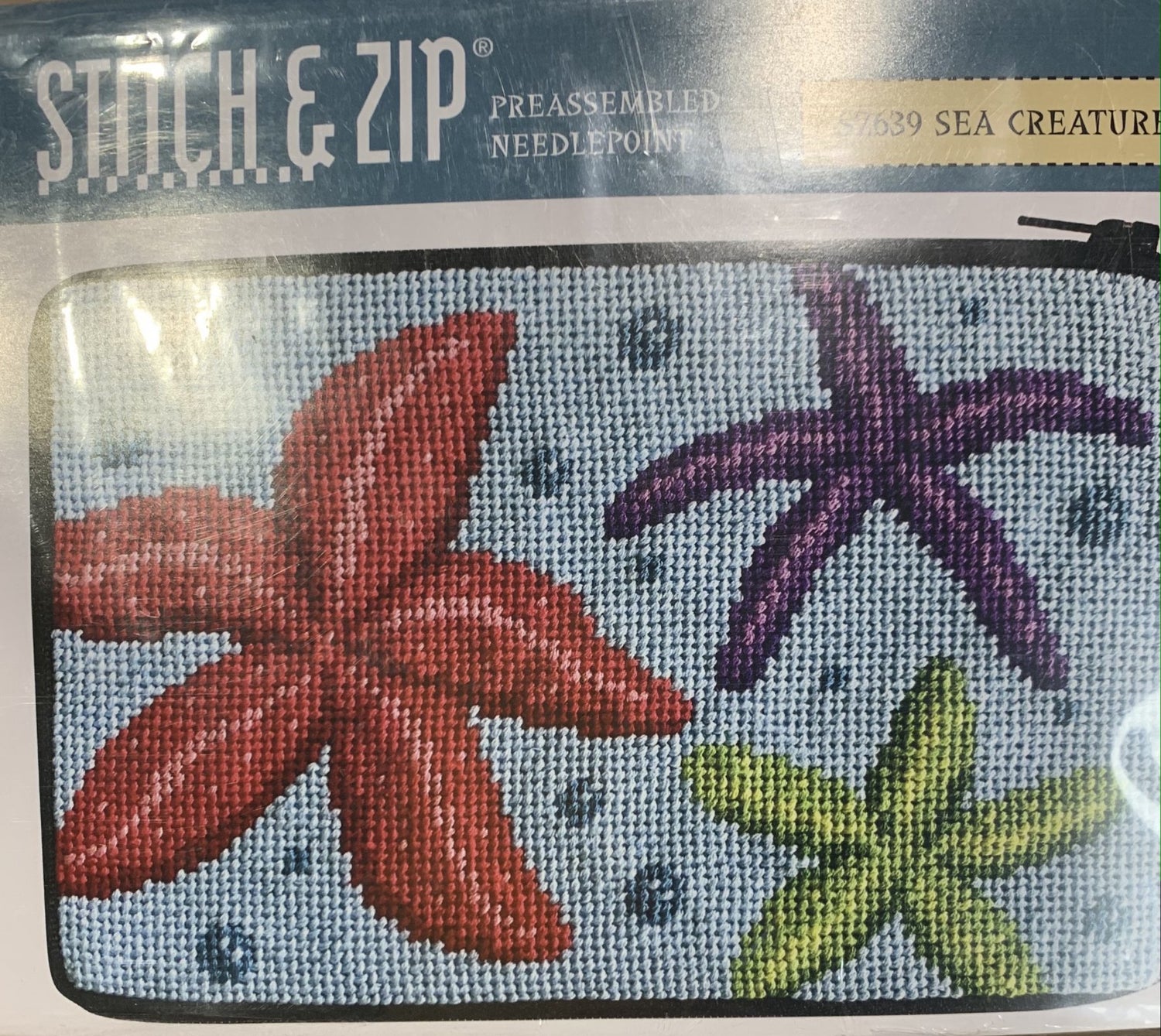 Sea Creatures Cosmetic Purse Stitch &amp; Zip