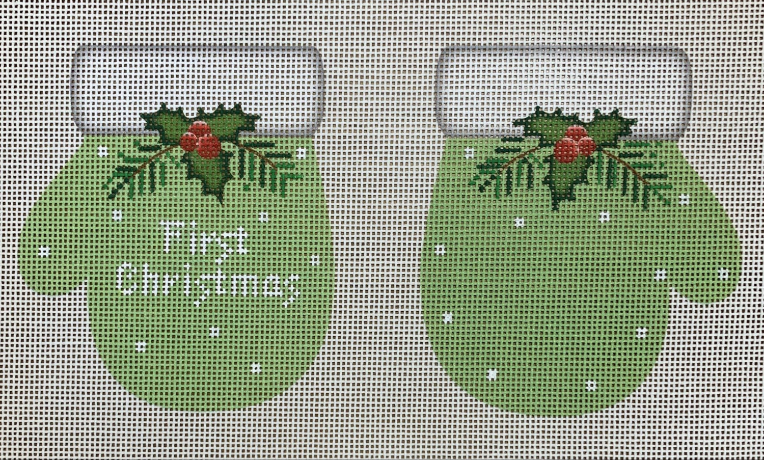 1st Christmas Mittens Pale Green