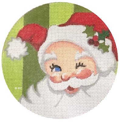 Round Santa Green Background