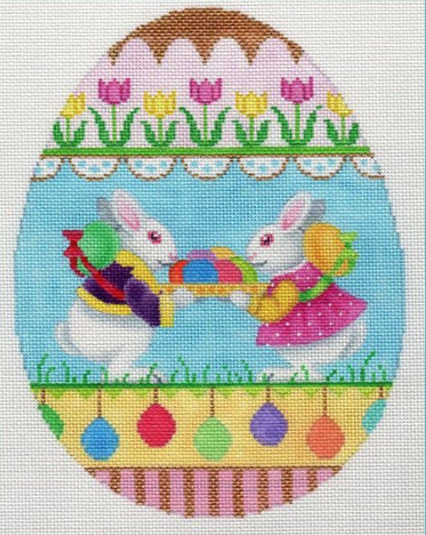 Large Egg w/ Boy and Girl Bunnies
