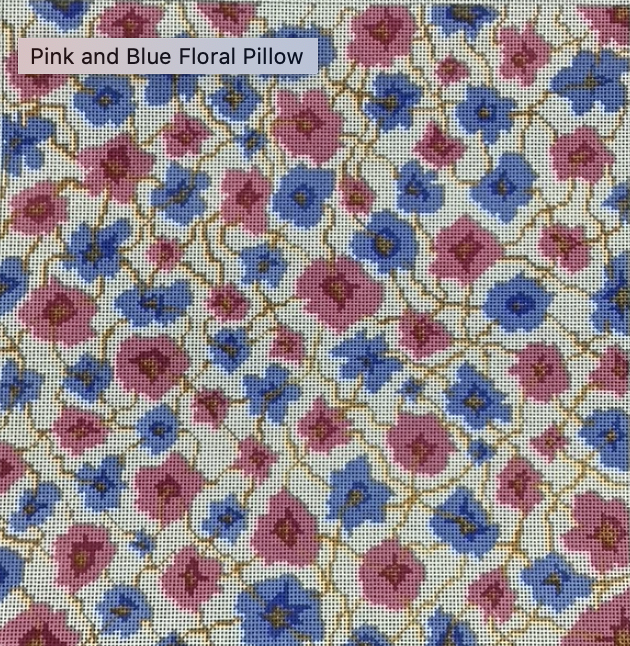 Pink and Blue Floral Pillow