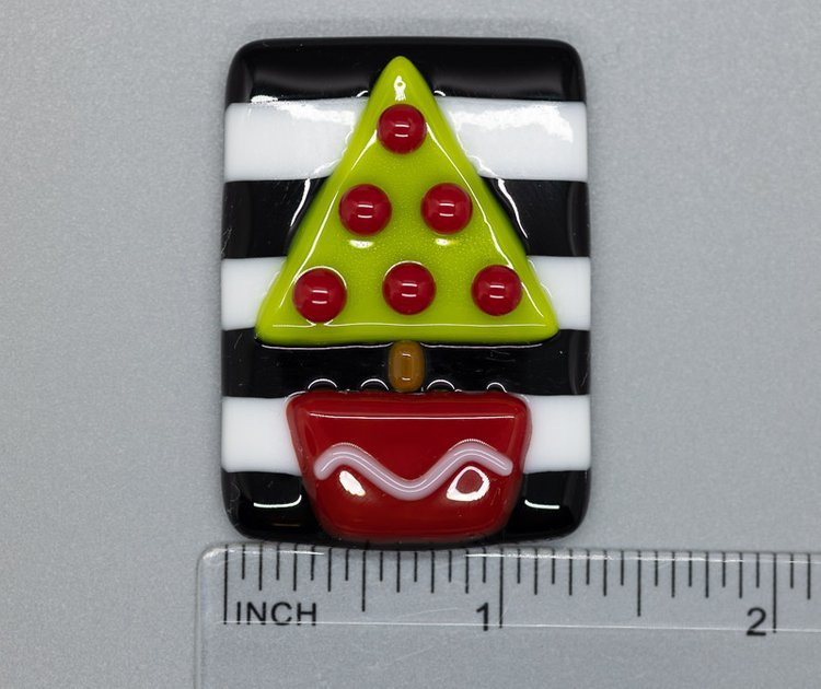 Fused Glass Needle Minder - Christmas Tree Stripes